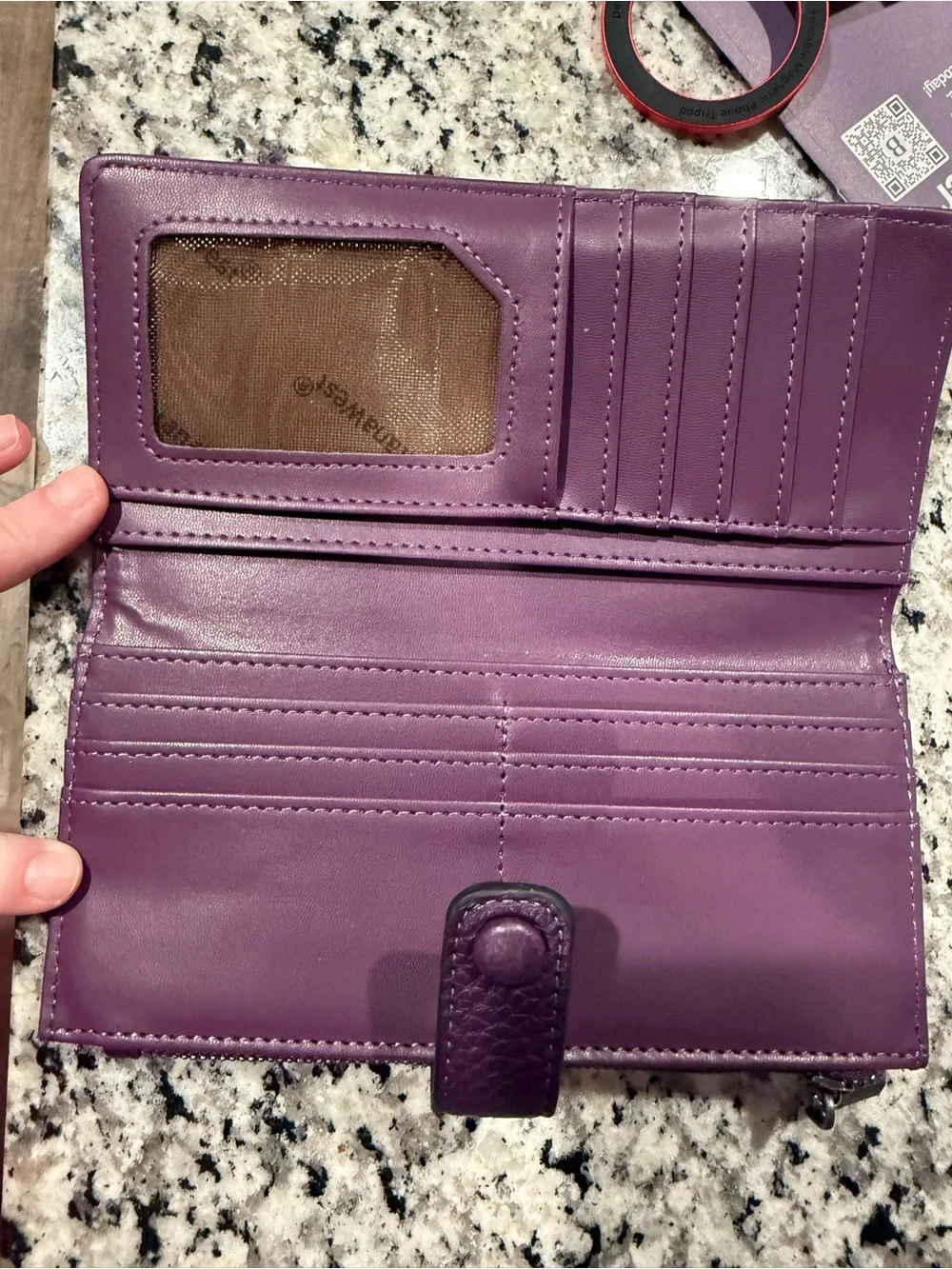 Montana West Pebbled Leather Wallet in Deep Plum